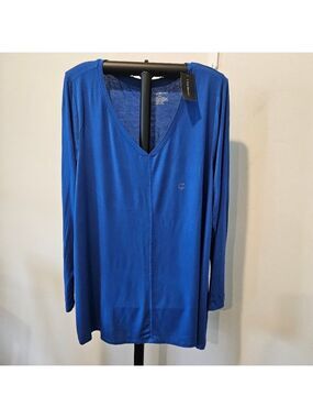LANE BRYANT NWT WOMEN'S VIBRANT BLUE V-NECK STRETCHY SWING TEE PLUS SIZE 18/20